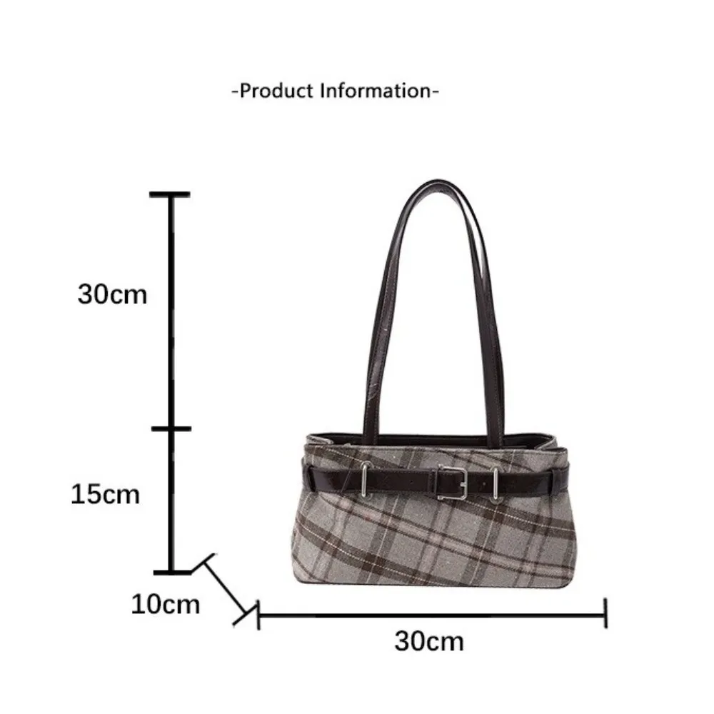 New Fashion Handbag Boho Shoulder Bag Plaid Bell Pendant Underarm Bag Lightweight Women's Bag Women Girls Tote Bag
