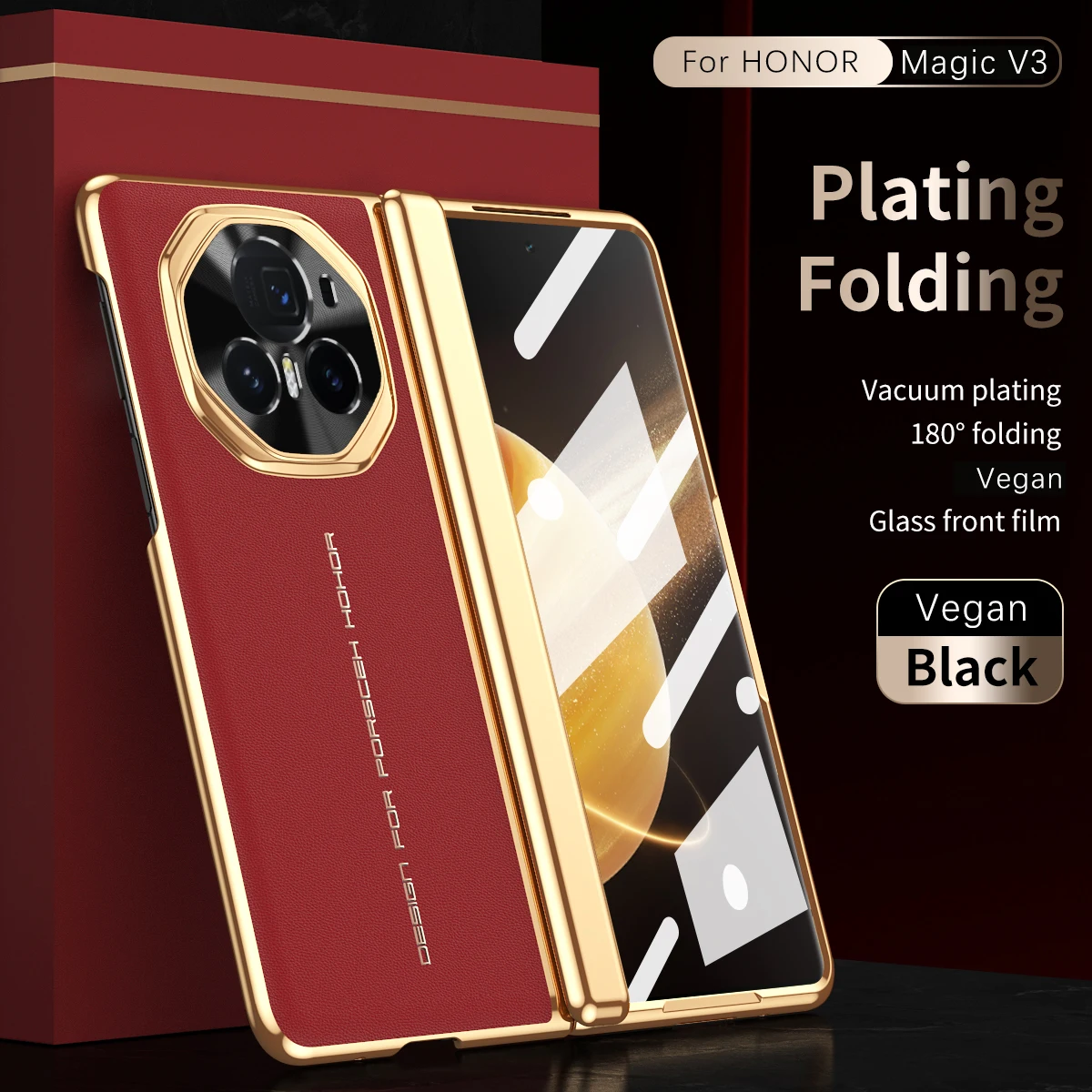 Luxury Electroplated Leather Flip Case - Shockproof 360° HD Cover