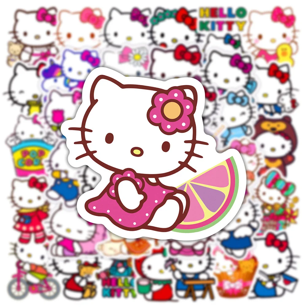 10/30/50pcs Cartoon Hello Kitty Stickers Kawaii Girls Decals Decorative Diary Phone Case Luggage Cute Anime Kids Sticker Toys love heart bow letters korean idol card decorative stickers diy scrapbooking diary album sticker stationery