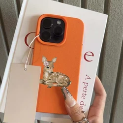 Vintage Brown Deer Design Aesthetic Soft TPU Phone Case Cover - iPhone 12 Pro (Orange DSW651)