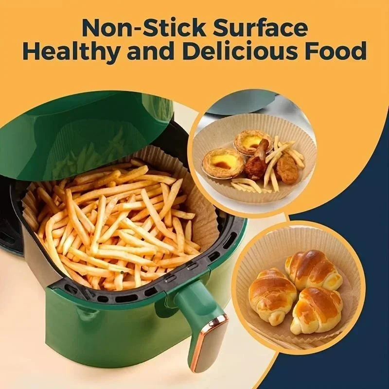 100Pcs Air Fryer Paper Liners Non-stick Disposable Liners Baking Paper Air Fryer Oil-proof Food Grade Baking
