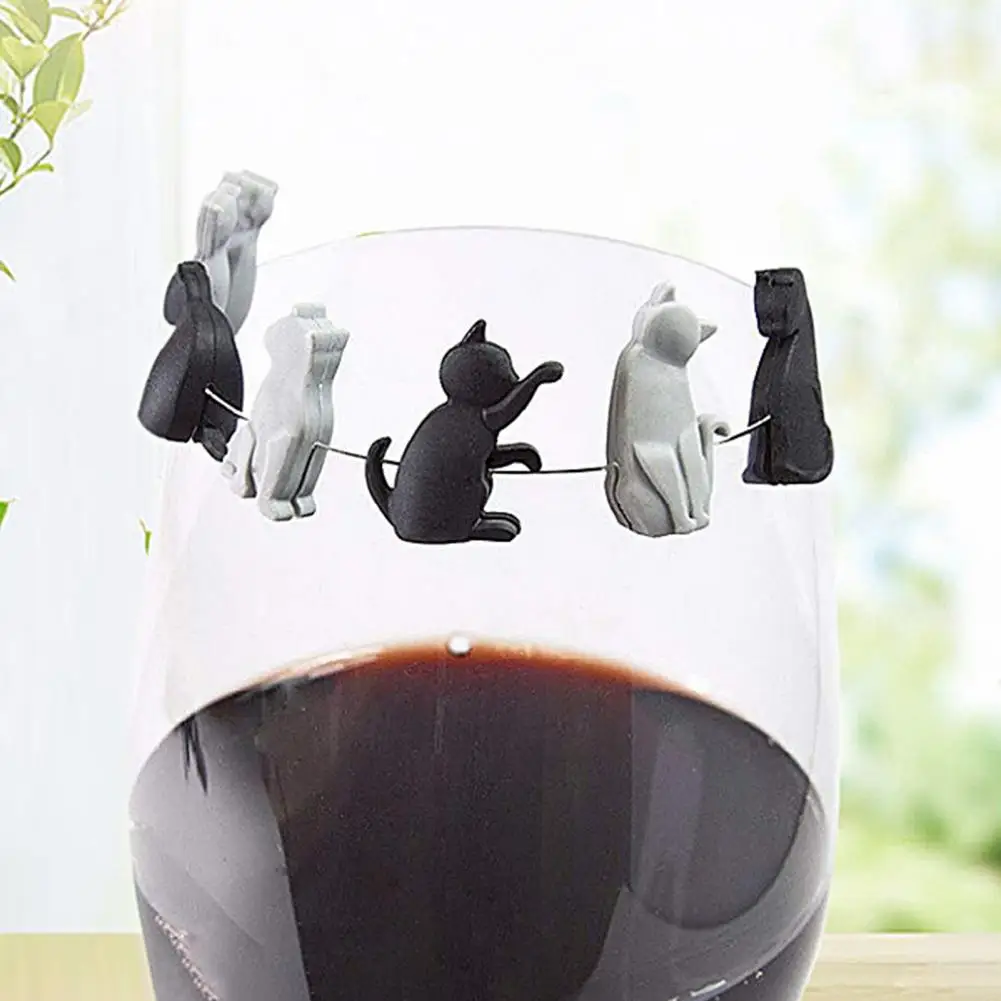 

Silicone Tea Bag Holders Adorable Cartoon Cat-shaped Tea Bag Clips Reusable Silicone Holders Drink Markers for Tea Bags Food