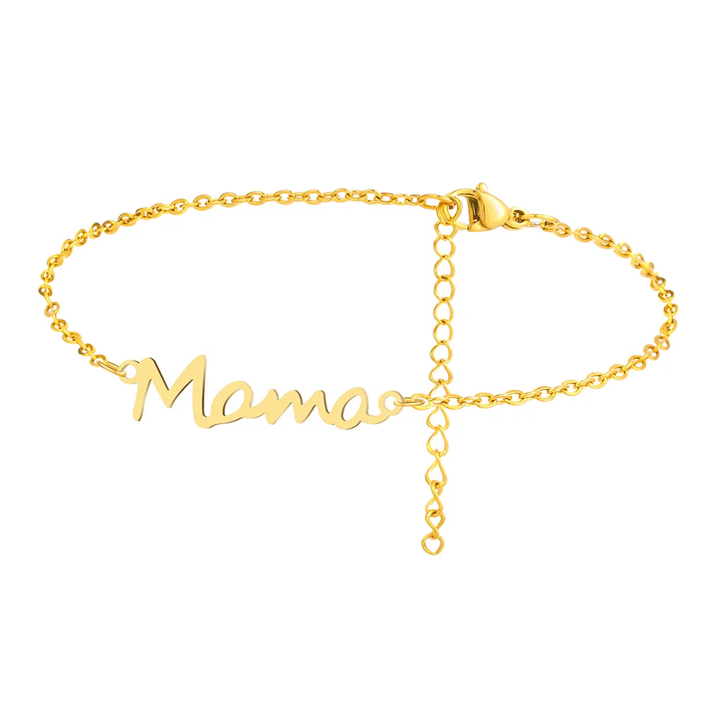 Mama Pendant Chains Bracelet Stainless Steel Bracelets Letter Fashion Charms Bracelet For Women Jewelry Party Mum Mother's Gifts metal bracelet stainless steel bracelet