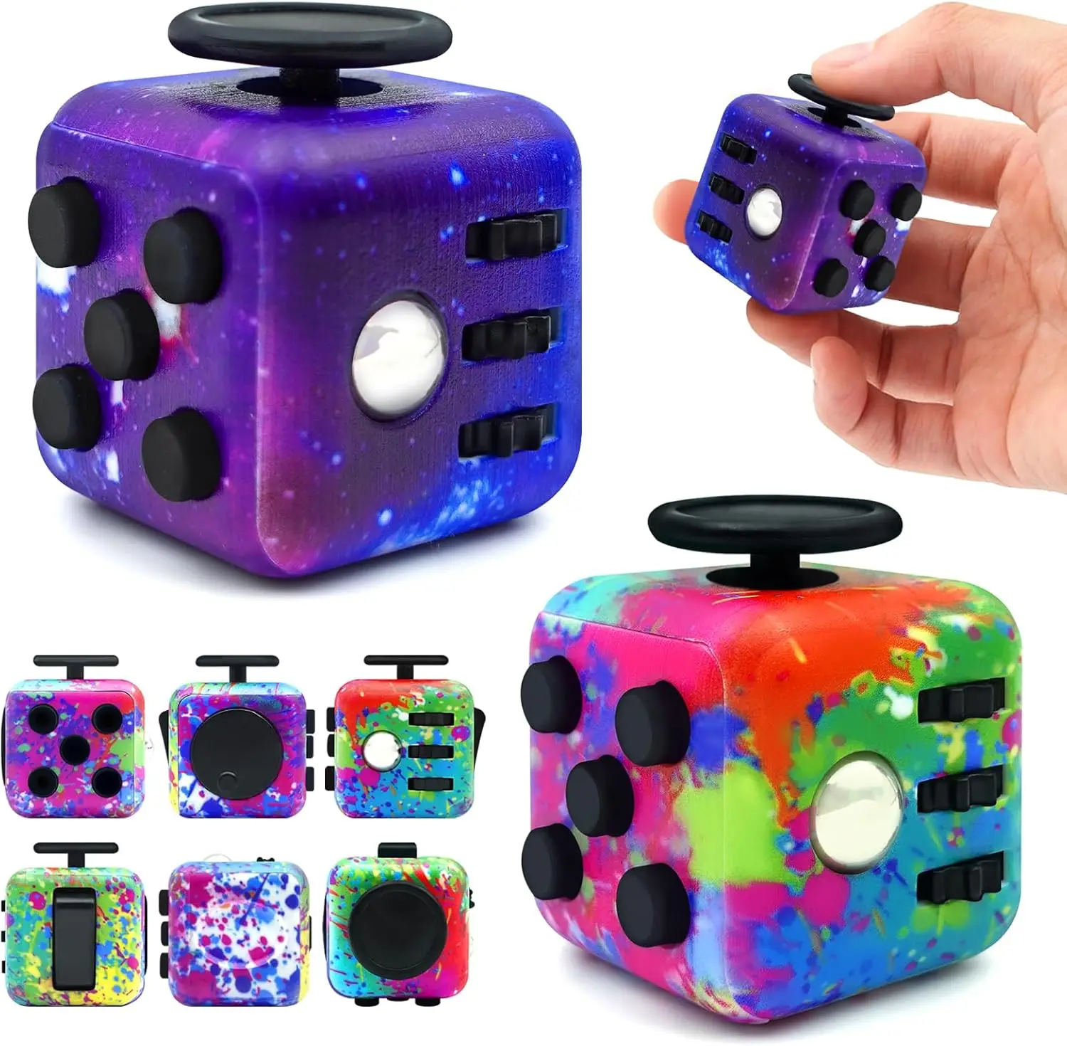 6 Sides Cube Decompression Toy Stress Relief Sensory Toys for Children Adult Autism ADHD OCD Anxiety Fingertip Desk Toys Gifts