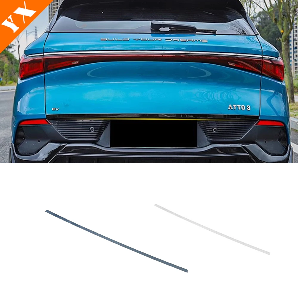 

For BYD ATTO 3 Yuan Plus Accessories 2022-2023 Stainless Rear Trunk Lid Cover Trim Tail Gate Car Styling Trim Strip Black