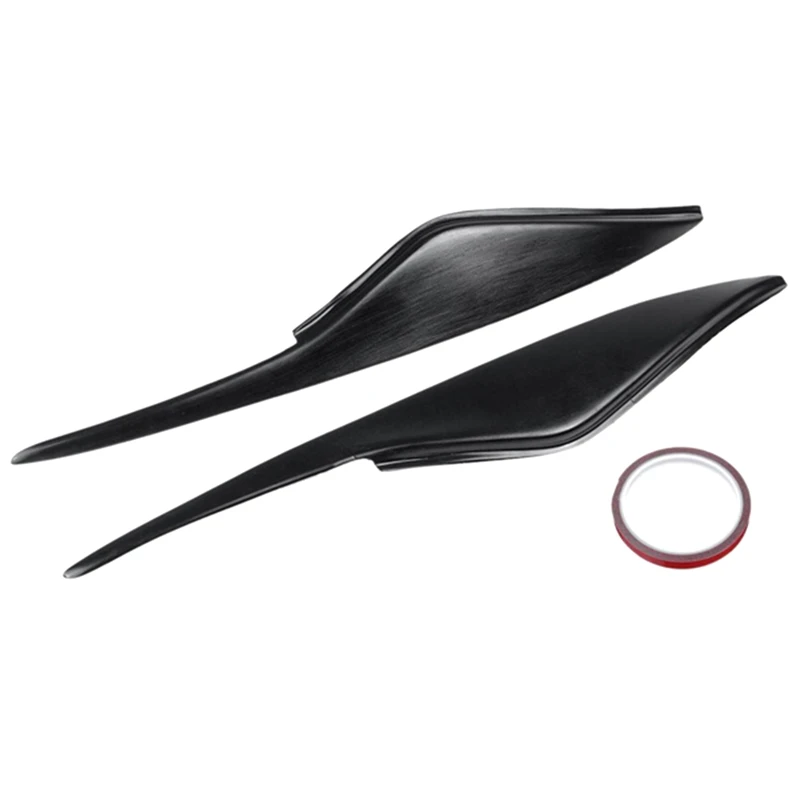 2PCSCarHeadlightEyebrowCoverTrimHeadLightLampStickerBlack