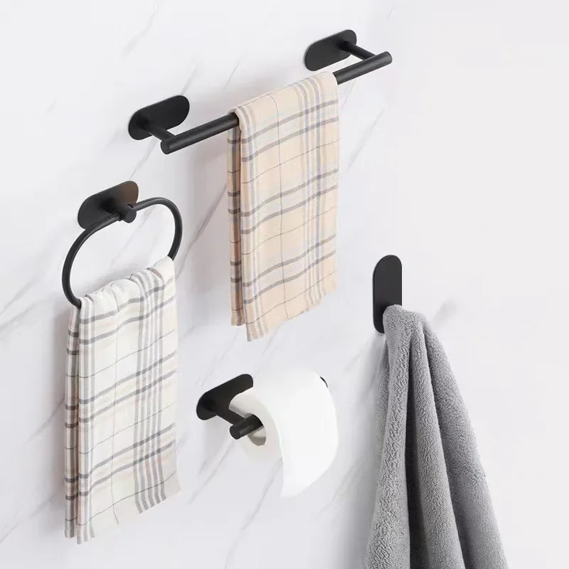 Luxurious Dual-Tone Bathroom Accessory Set with Towel Rack, Robe Hook, and Toilet Paper Holder