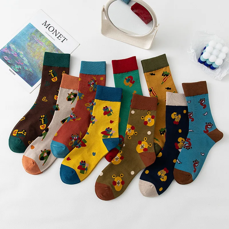 

Men and women couples combed compact siro spinning new digital mid-tube women's trendy socks
