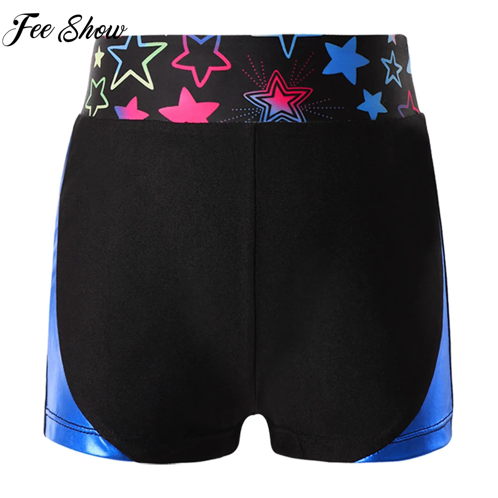 

Toddler Kids Girls Color Block Dance Bottoms Skinny Yoga Shorts Elastic Waistband Gymnastics Shorts Performance Dance Costumes