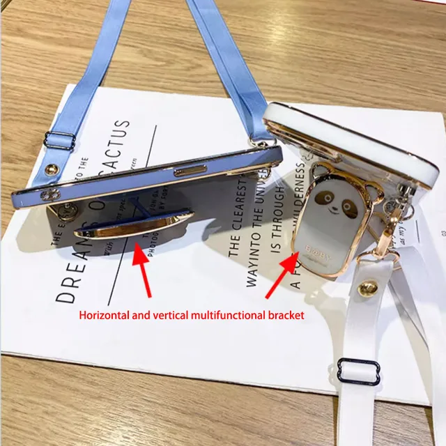 Funda con soporte de Panda con cordón para Xiaomi Redmi Note 11, 11S, 10, 9 Pro, 10S, 9S, 10, 9T, 9A, 9C, Mi POCO X3, F3, M3, 11T, cubierta suave con soporte chapado - Image 4