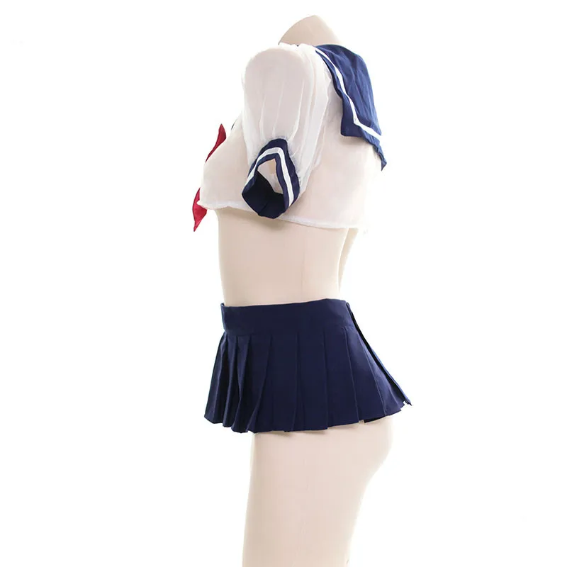 Women Sexy Cosplay Lingerie Set Plus Size School Girl Erotic Costume Sex Miniskirt Outfit See Through Short Top Kawaii Lingerie