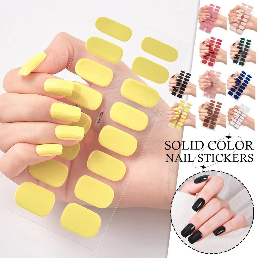 Semi Cured Gel Nail Sticker Pure Color UV LED Lamp Lasting Nail Self Manicure Decals Covered Adhesive Long Waterproof Full R0B8 2