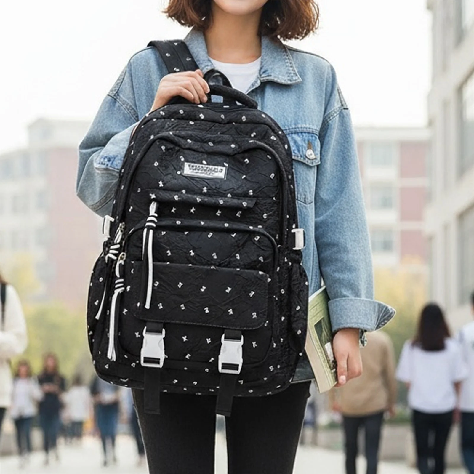 Bow Print Travel Casual Backpack Casual School Backpack Travel Daypack Large for Teens Girls Students