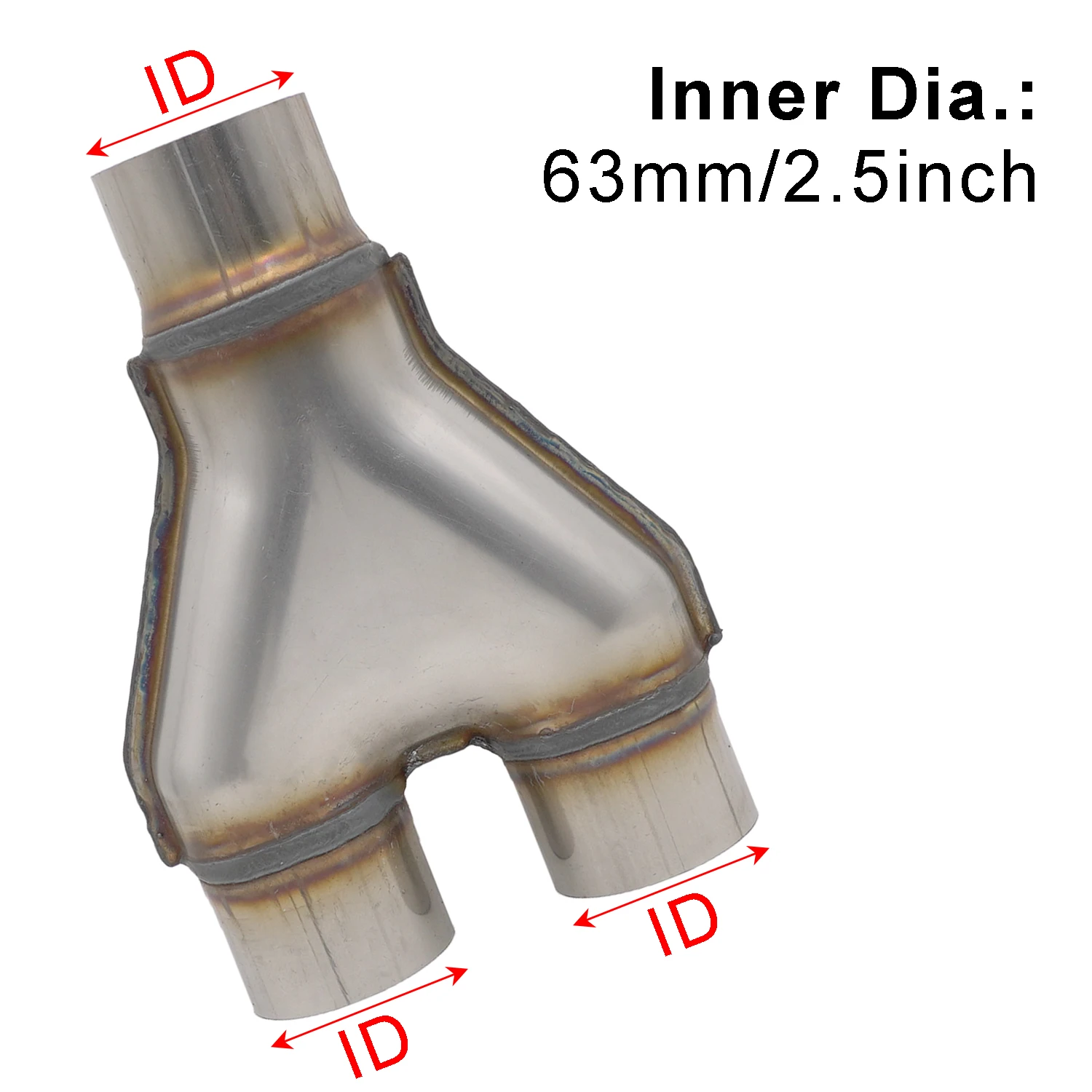 Exhaust Y Pipe 2.50 Dia Single Inlet to 2.50 Dia Dual Outlets Aluminized Steel Exhaust Y Pipe 2.50 Dia Single Inlet to 2.50 Dia Dual Outlets Aluminized Steel