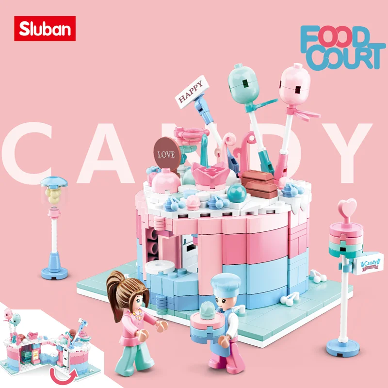 

Конструктор Sluban, игрушки для девочек, Dream Creator B0705H, торт, дом, 328 шт., мини-кирпичи, совместимы с ведущими брендами