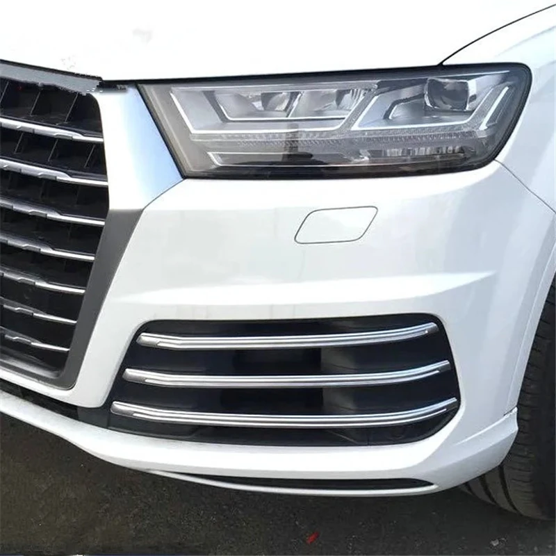 

WELKINRY For Audi Q7 4M 2nd Generation 2016 2017 2018 2019 ABS Chrome Car Head Front Bumper Fog Lamp Light Grille Airscoop Trim