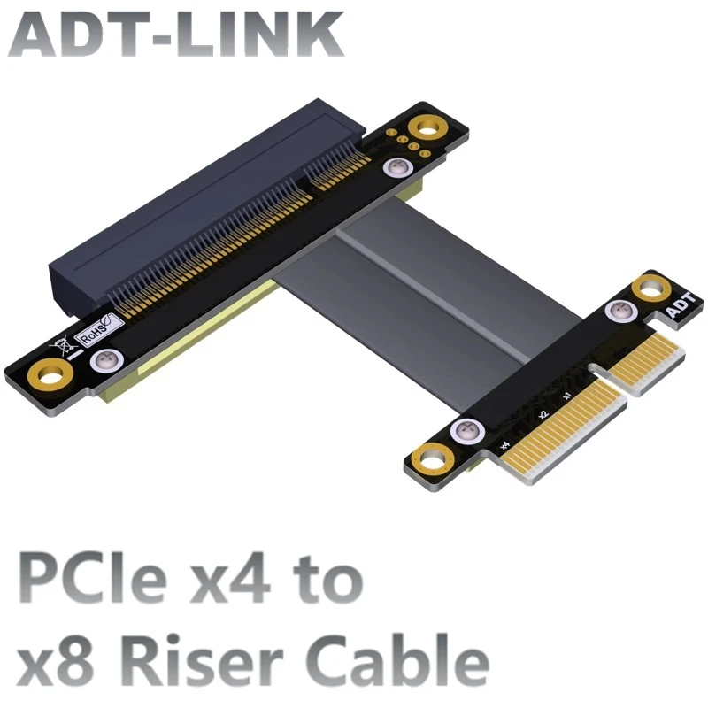 

ADT-Link R28SF Full Speed PCIe 3.0 x4 to x8 Riser Cable Male-to-Female PCIe x4 x8 Gigabit LAN PCIe NVMe RAID SSD Extension Cable