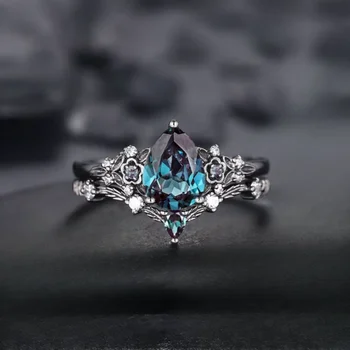 Gun Black Cubic Zircon Vine Ring – Women’s Wedding & Fashion Jewelry