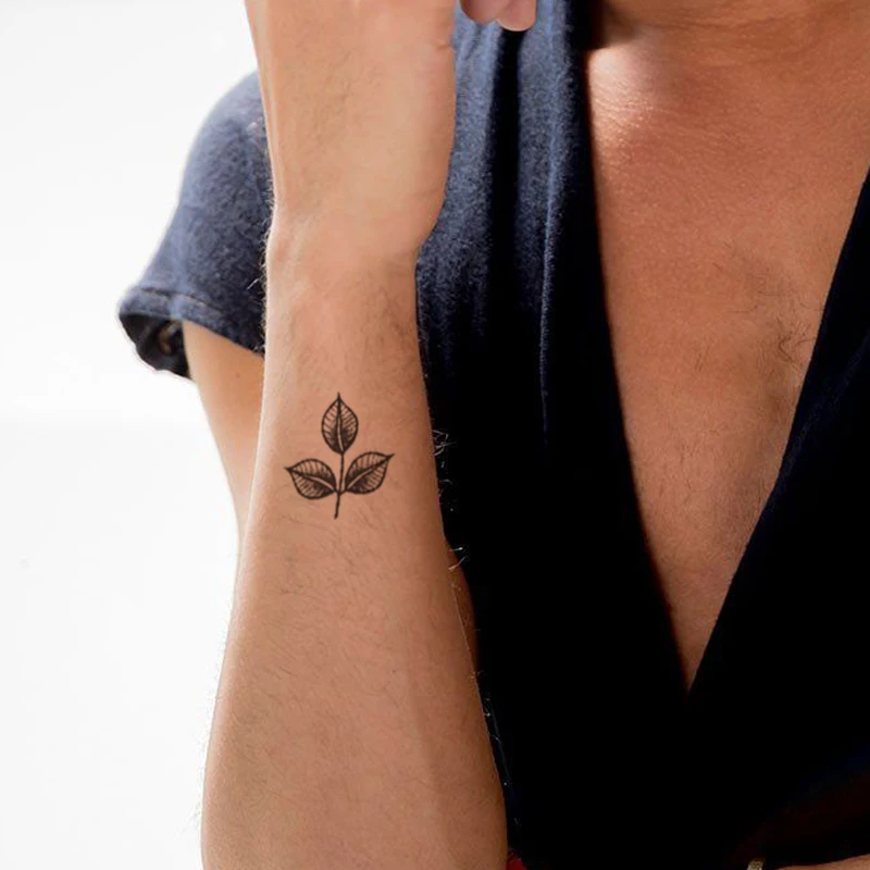 

Plain Flower Waterproof Temporary Tattoo Sticker Black Rose Branches and Leaves Fake Tattoos Flash Tatoos Arm Body Art for Women