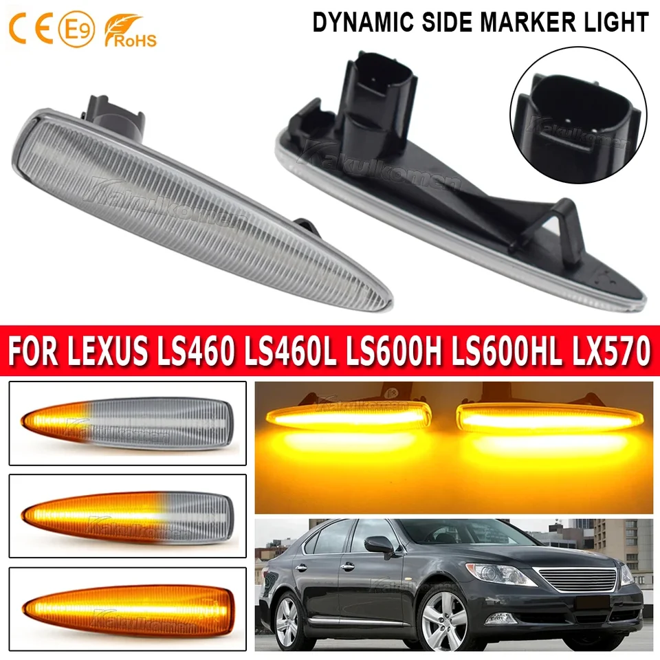2pcs For Lexus Led Dynamic Side Marker Turn Signal Light