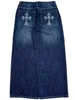 European and American vintage wash do old jeans men Y2k street fashion pocket cross embroidery wide leg pants Punk trend pants 3
