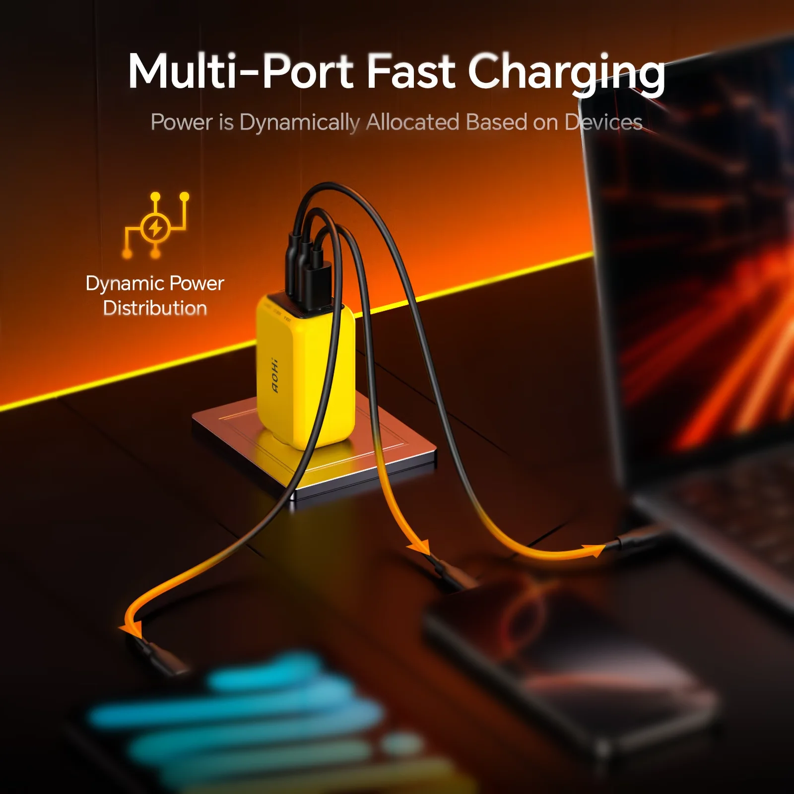 รูปสินค้า เครื่องชาร์จ USB-C PD 3 พอร์ต ชาร์จเร็ว พร้อม QC4.0