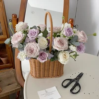 Hand Woven Storage Basket Creative Flower Baskets Plant Pot Large Garden Picnic Basket Fruit Sundries Organizer Portable 2