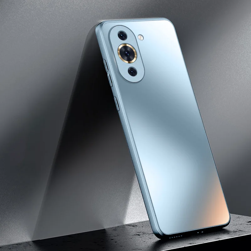 Luxury Reflective Silicone Matte Glass Case with Frosted Camera Lens Protection