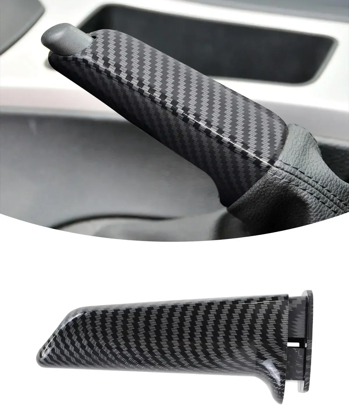 ABS Car Handbrake Grips Cover Trim Handbrake Cover for BMW E90 E92 E60 E39 F30 E31 F34 F10 F20 2005-Carbon Fiber Pattern