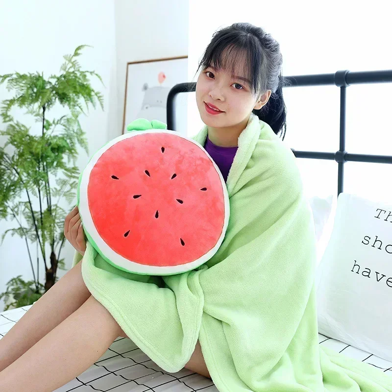 2 in 1 베개 담요 충전 과일 야채 음식 안티 스트레스 부드러운 플러시 크리 에이 티브 베개 쿠션 취미 어린이 선물 장난감
