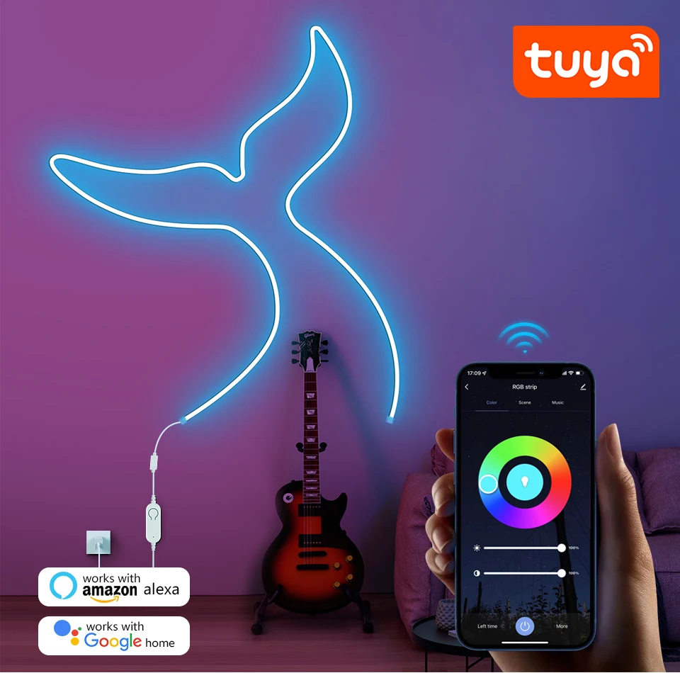 Description Picture 2 of itemSmart Tuya WiFi RGB LED Strip Neon Alexa Light Waterproof LED Tape with Dimmable LED Controller Dimmer Switch Google Home Decor