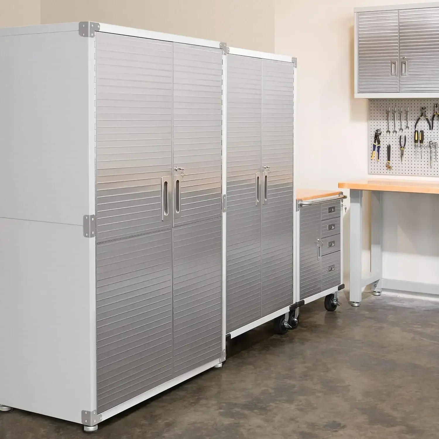 Mega Lockable Storage Cabinet 48" W X 24" D X 72" H Granite Ribbed Side Panels Help Protect Against Dents and Divots From Impact 4