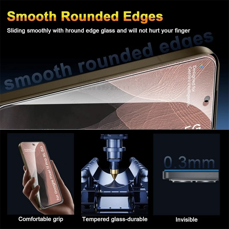 3-Piece Full Cover Tempered Glass Screen Protectors - Explosion-Proof HD Film