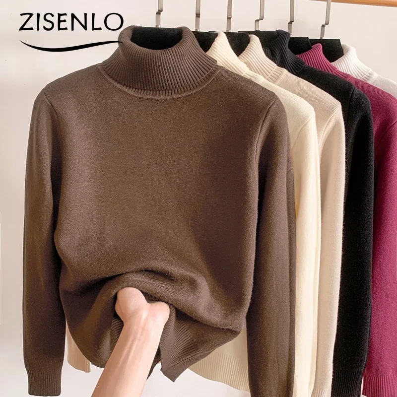 Pull femme automne hiver pull rembourré femmes chaud col roulé bas chemise couleur unie sous-vêtements hauts pulls_voghion.com
