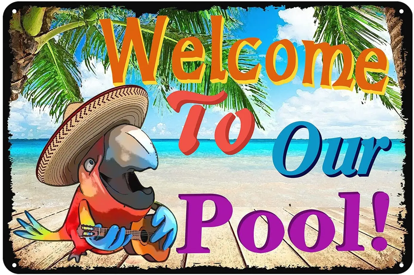 

Welcome to our Pool Vintage Metallic Tin Sign Poster Sign Closet Decoration Bar Cafe Garden Outdoor Decoration Garage Sign8x12in