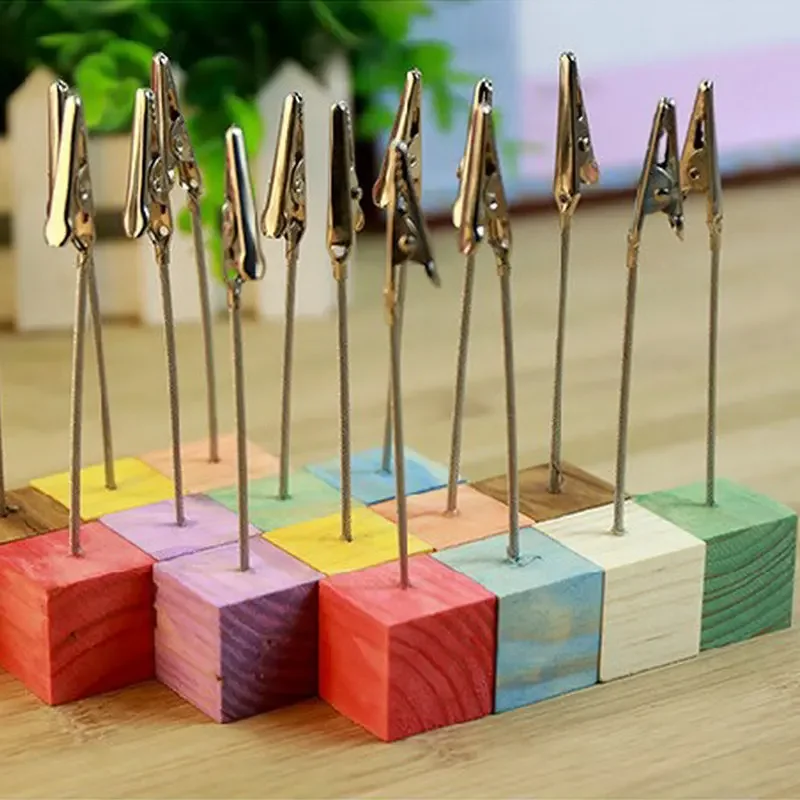 Color Cube Stand Alligator Wire Photo Clip Memo Card Holder Table Wedding Party Place Favor Gift Note Clamp