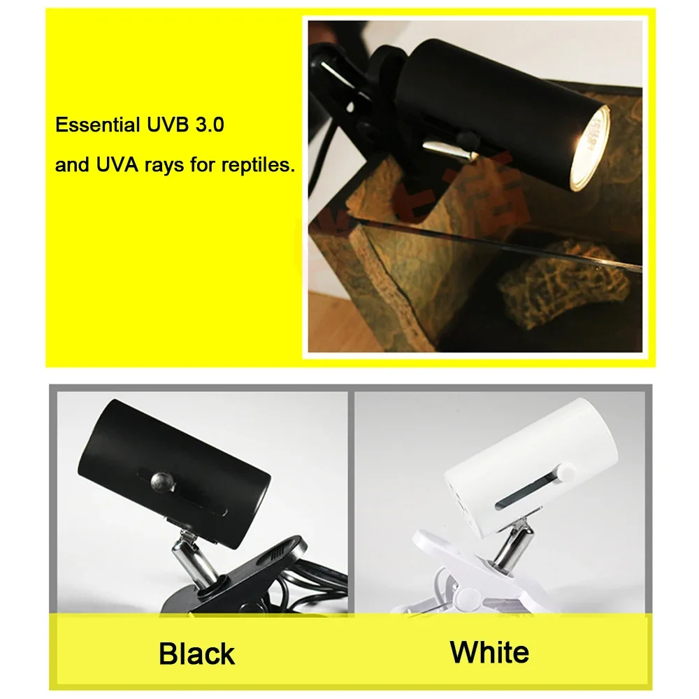 UVA + UVB 3.0 Reptile Lamp Kit with Clip-on Ceramic Light Holder Turtle Basking UV Heating Lamp Set Tortoises Lizard Lighting 220V