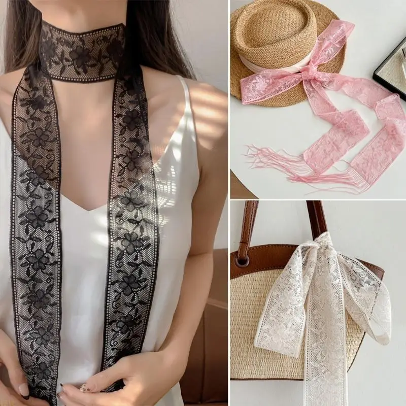 15YC Fashionable Lace Wrap Evening Party Scarves Daily Commute Soft Neckerchief for Fashionable Women - Image 4