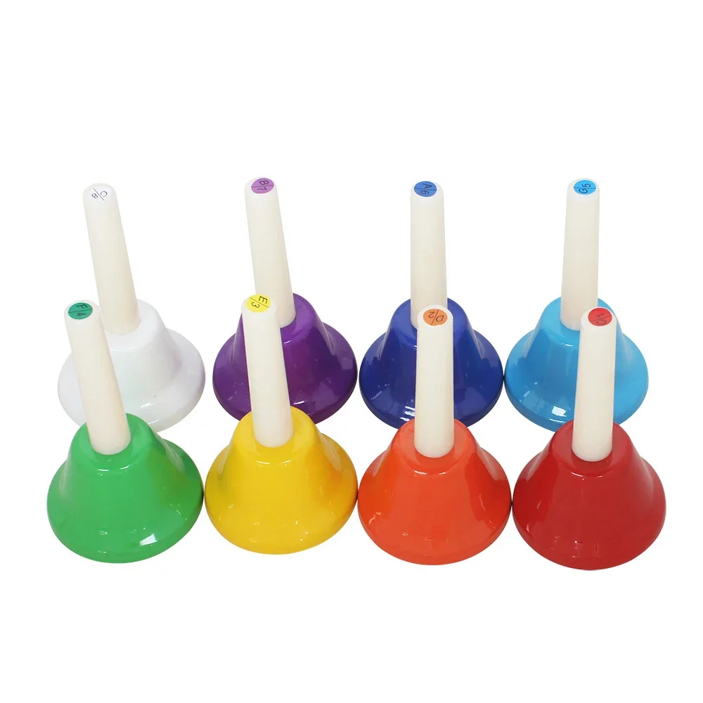 Orff Musical Instrument Set 8PCS Handbell Colorful Note Hand Bell Child Music Toy Baby Early Education Christmas Gift