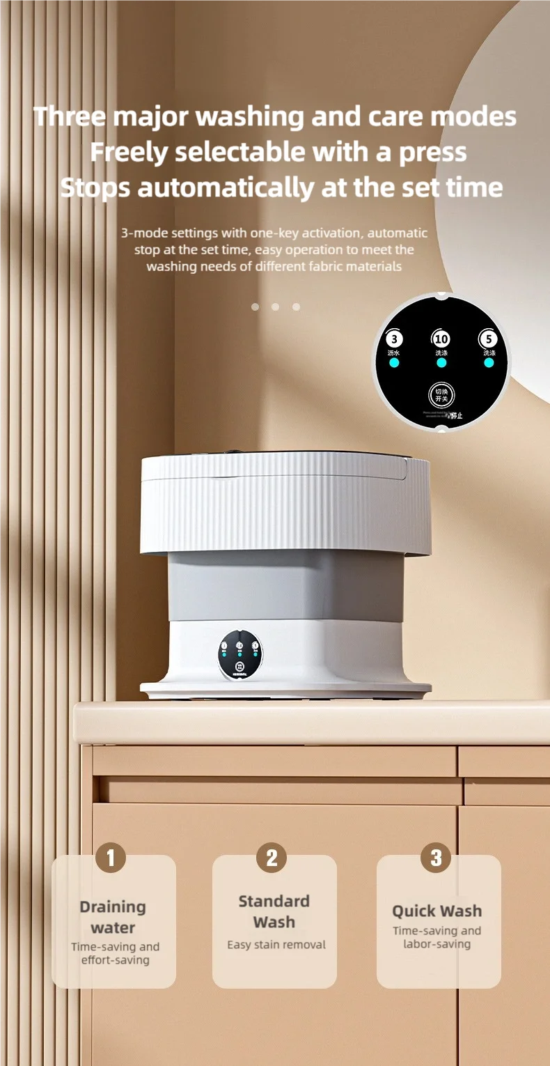 11L Portable Compact Folding Washing Machine With Timed Spin Dry Function For Socks, Underwear, And Lingerie Cleaning