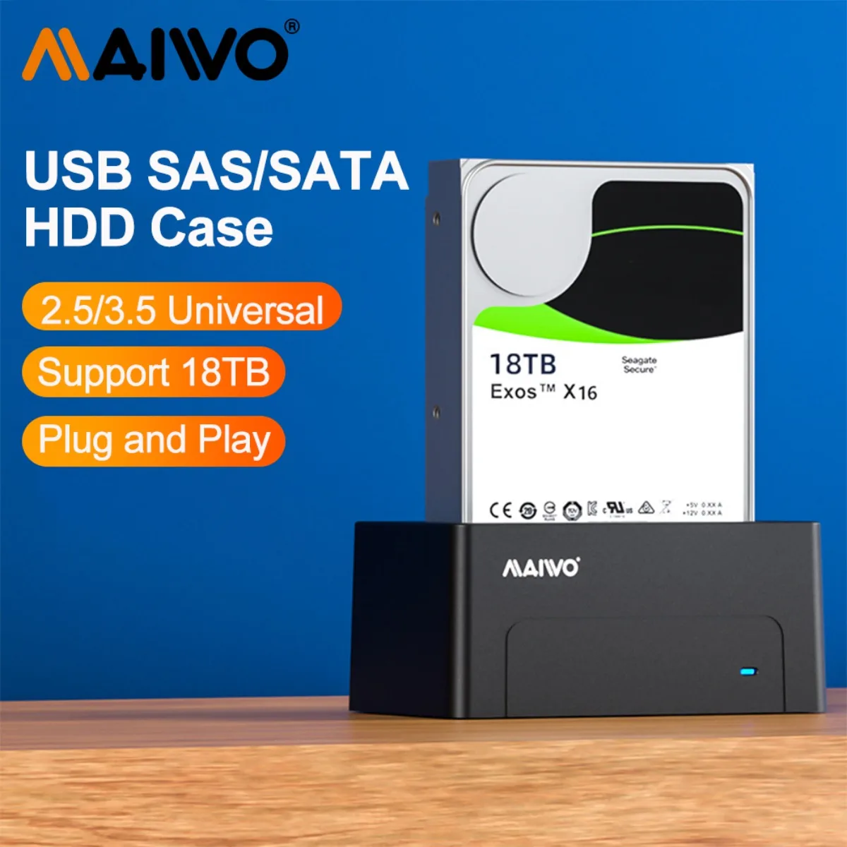 Docking Station Per Disco Rigido Maiwo Sas Sata A Usb 3.0 Per 2.5 3.5 Ssd Disk Case Hdd Box Docking Station Con Adattatore Di Alimentazione 12V
