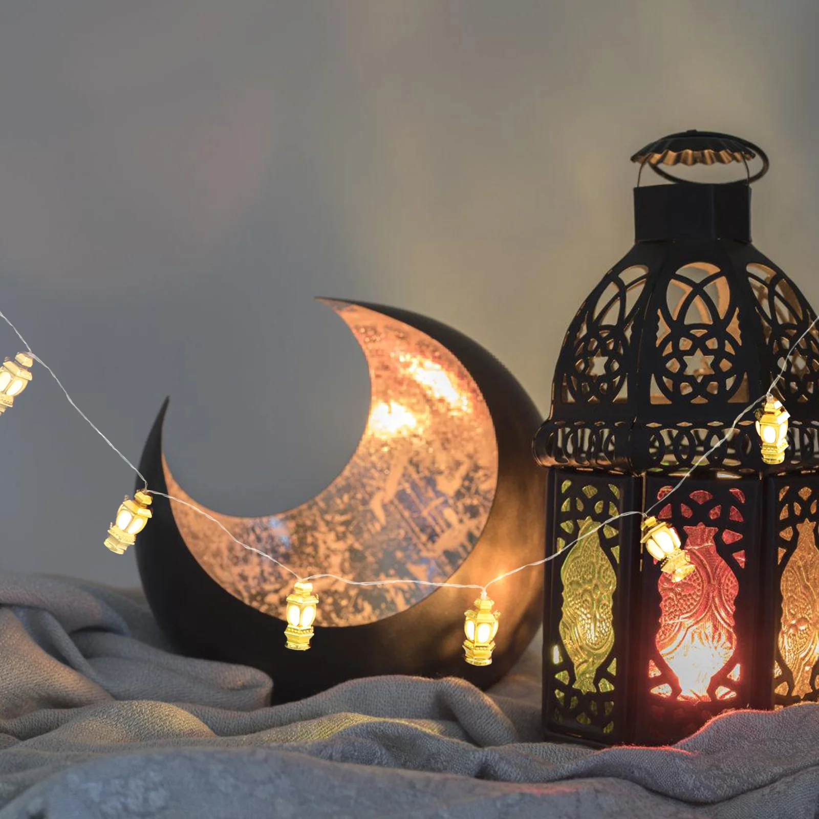 

LED Lantern String Lights Kerosene Lamp LED Eid Mubarak Decorative String Lights Ramadan Kareem Decoration Accessories for