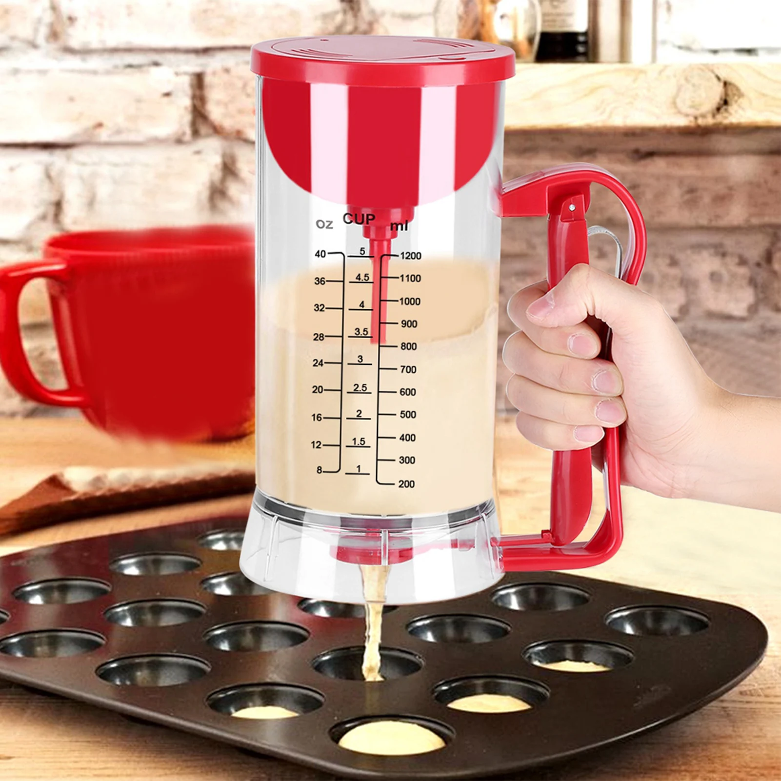 Electric Batter Mixer Cordless Electric Battery Powered Mixer Dispenser Pancake Cupcake Waffle Batter Maker Machine