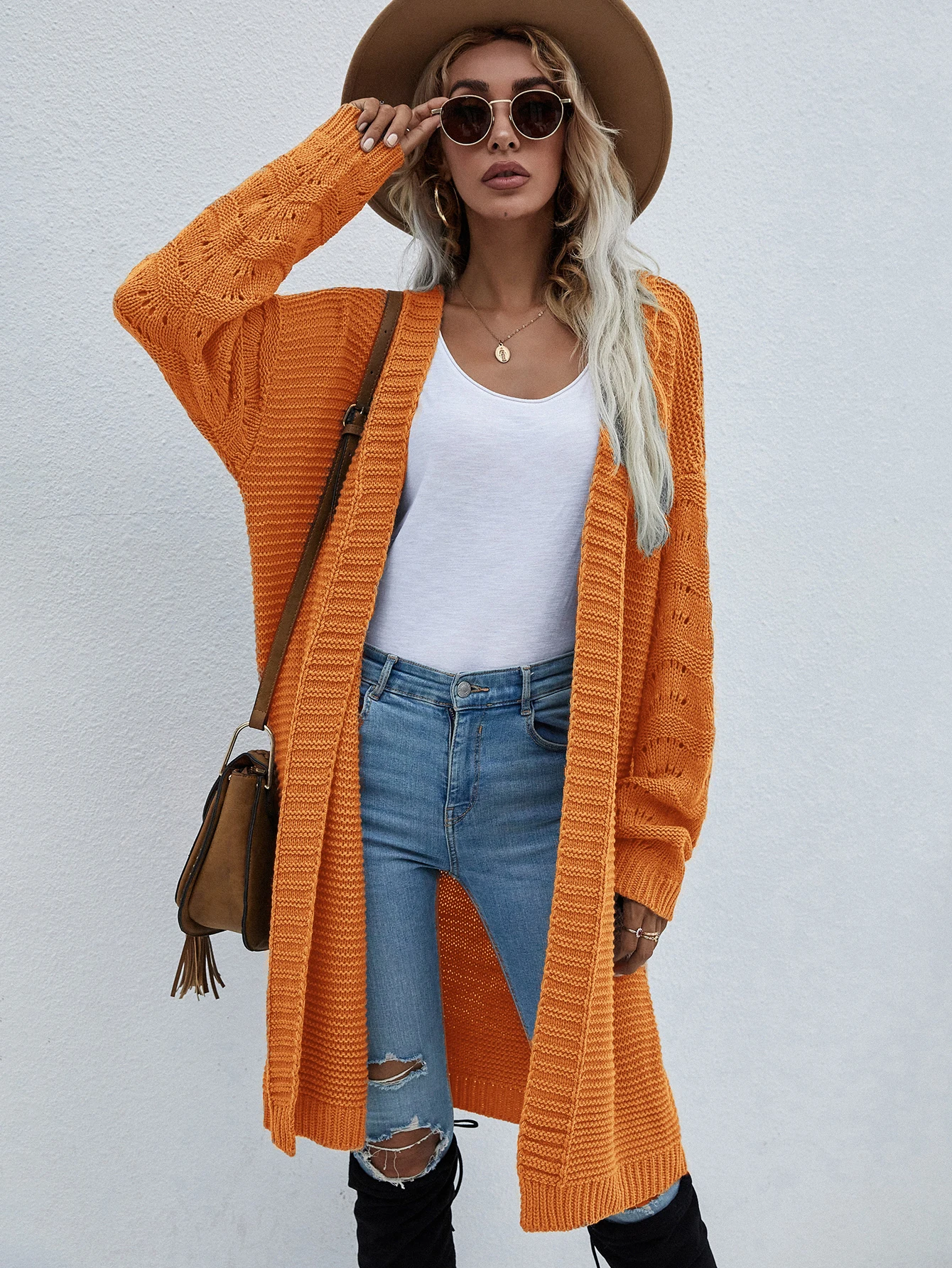 MAYCAUR 2022 Early Spring Long Cardigan Solid Color Women Commuter Loose Knit Women's Fashion Sweater Woman Clothing vintage sweaters