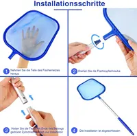 Kit complet de nettoyage de piscine 3 pièces, avec perche en aluminium à 5 sections, épuisette à feuilles et brosse de piscine, outils d'entretien professionnels 3
