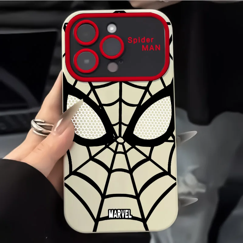 thumbnail image 1 of Carcasa para teléfono móvil con ventana grande esmerilada, diseño de Spider-Man con telaraña roja, diseño avanzado de dibujos animados, personalidad creativa, anticaídas, 1 of 5
