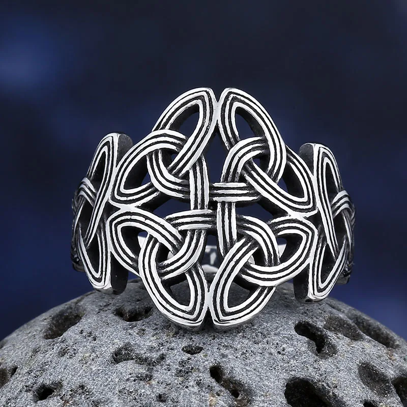 Finger Rings Fashion Rings Fashion Ring Stainless Steel Rings Metal Rings 316L Stainless Steel Viking Norse Celtic Knot Rings Men Vintage Jewelry Boyfriend Gift
