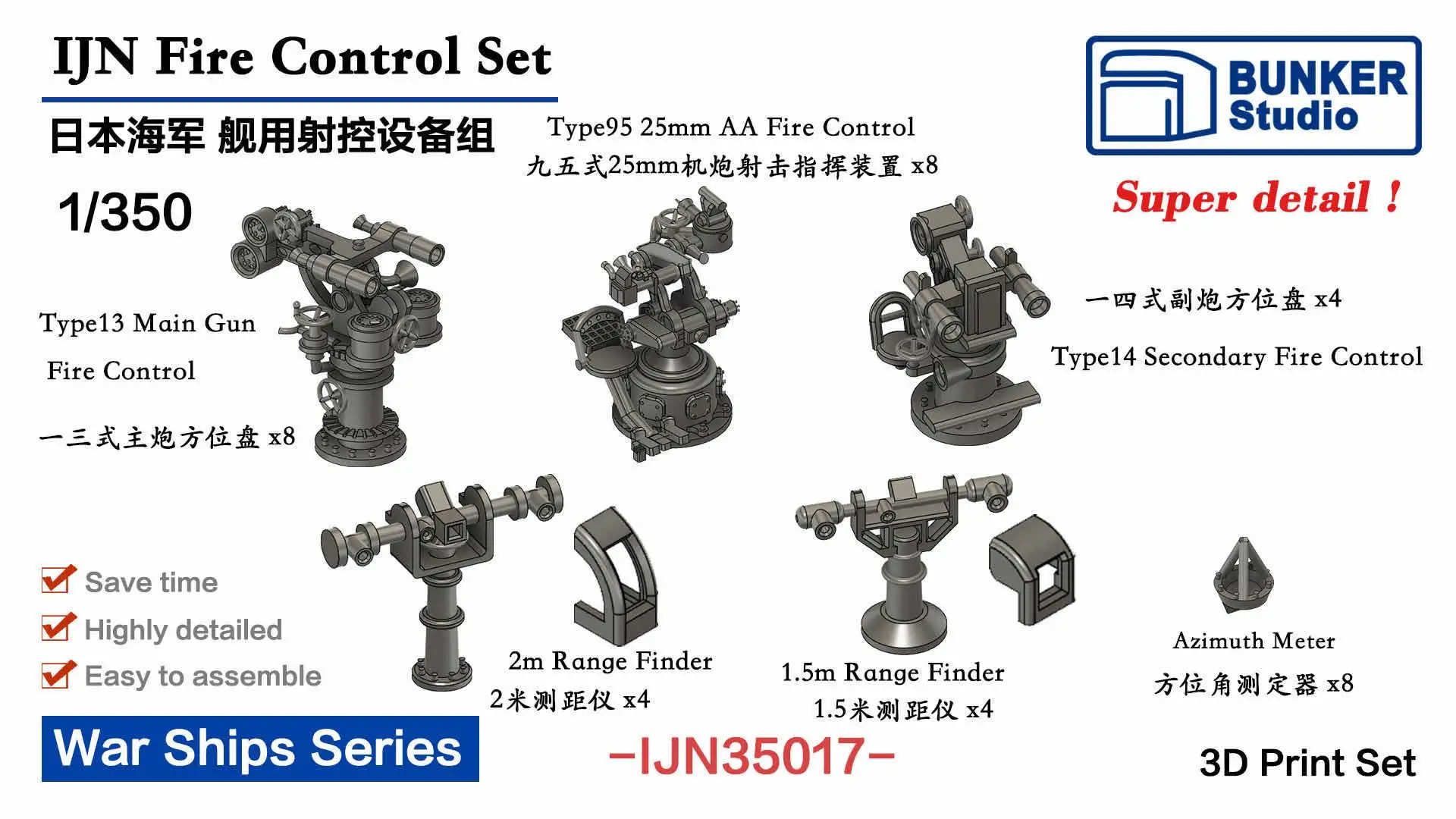 

BUNKER STUDIO IJN35017 1/350 IJN Fire Control Set
