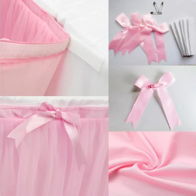 Table Skirt Wedding Party Pink White Tutu Tulle Tableware Cloth Home Birthday Table Skirt Baby Shower Party Supplies Decor