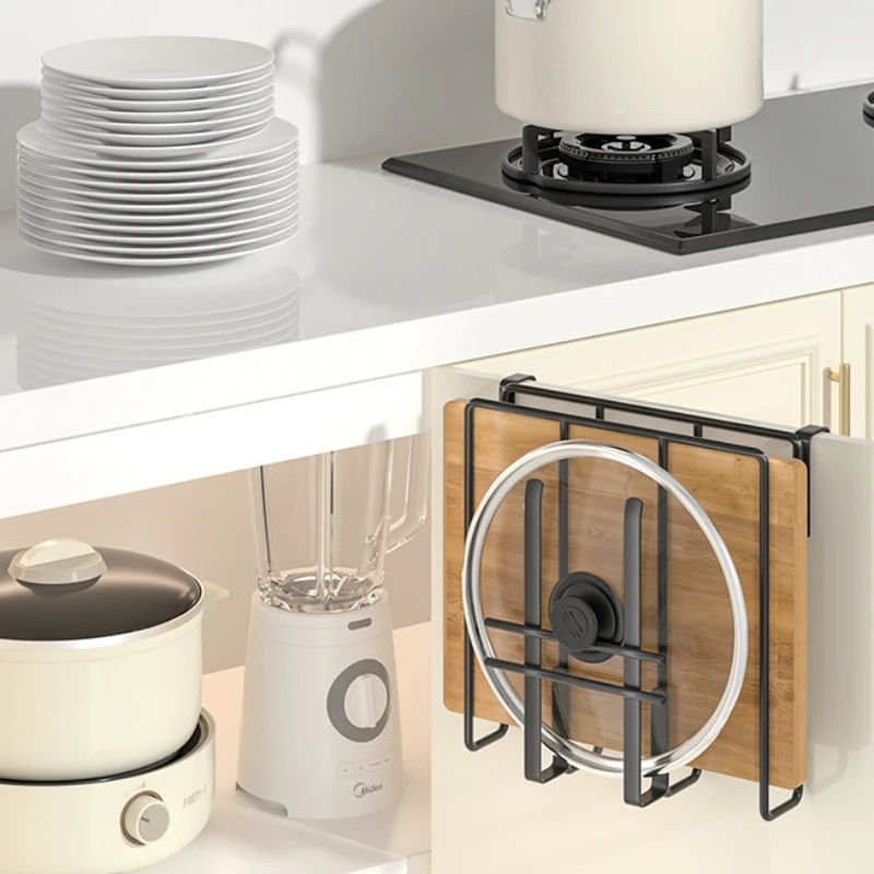 Stainless Steel Kitchen Hanging Cabinet Paper Towel and Rags Hanger Cutting Board and Pot Covers Holder Under Cupboard